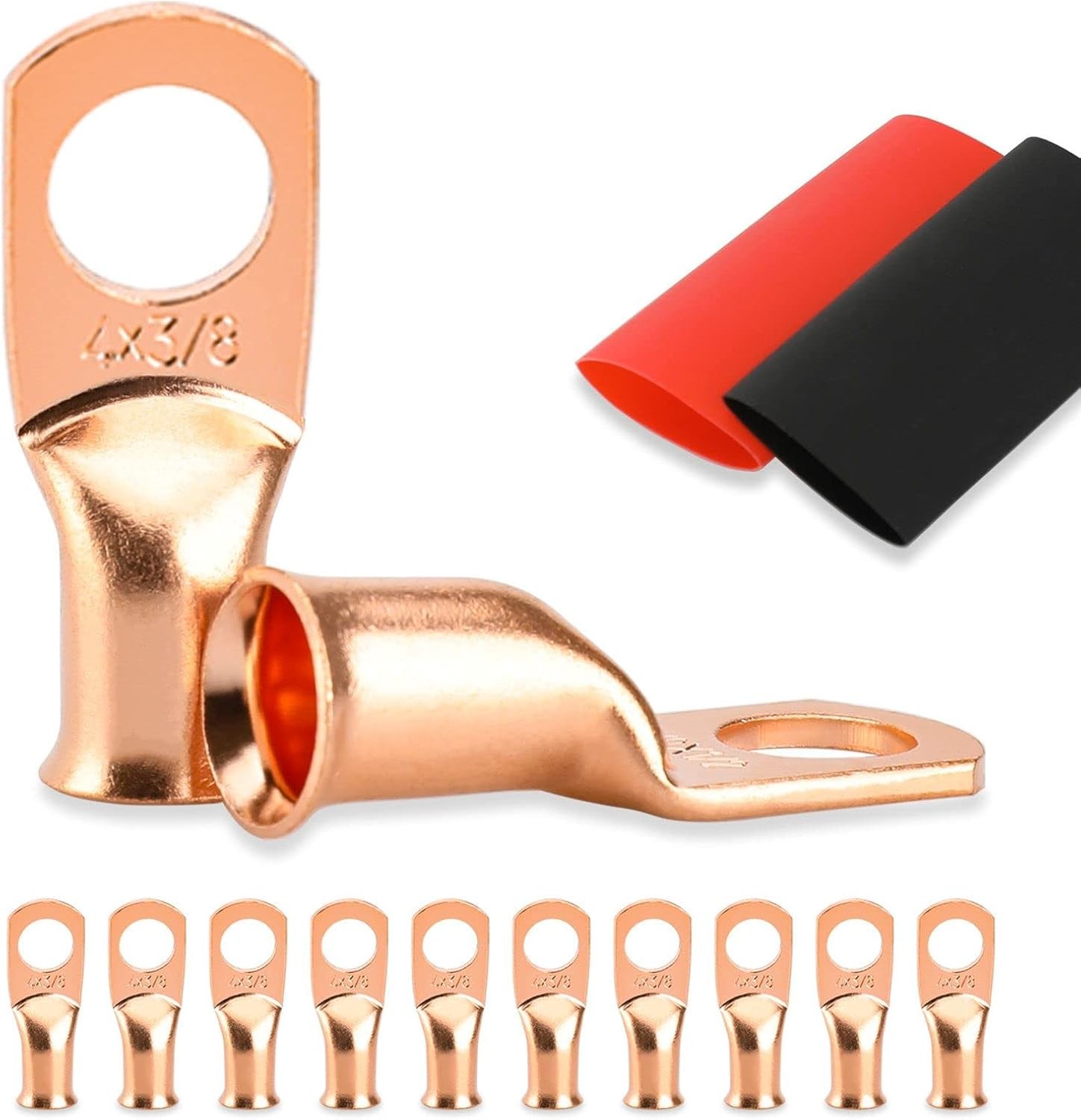 10PCS 4 Gauge Copper Lugs,3/8 Battery Cable Lugs,Wire Connectors