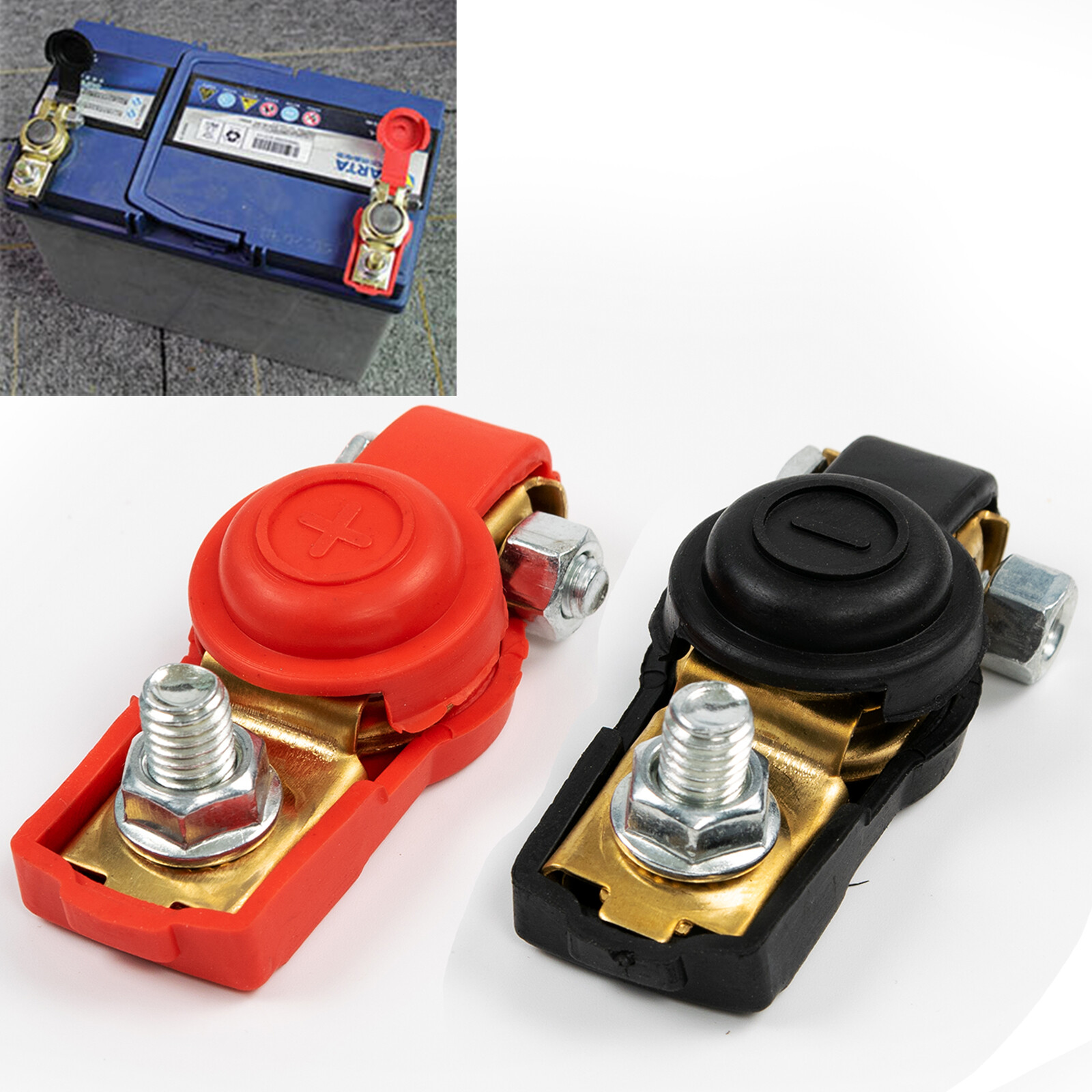 Pair Car Battery Terminal Connector Positive-Negative Post Heavy Duty Clamp Clip