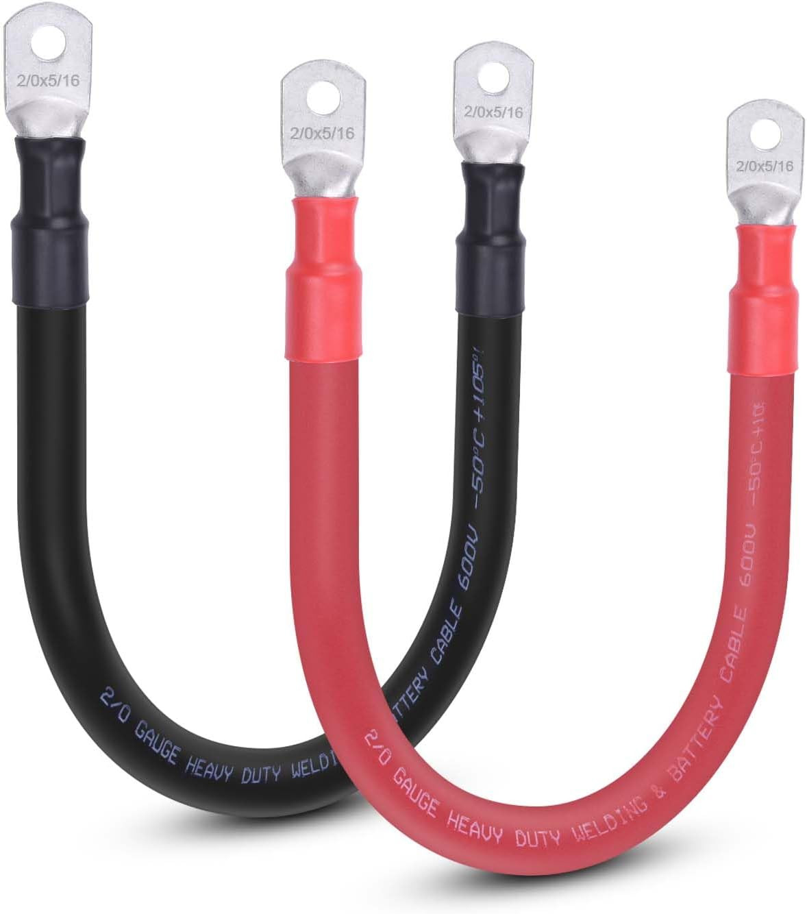2/0 AWG Flexible Battery Cable with 5/16″ Terminals – OFC Pure Copper Inverter &