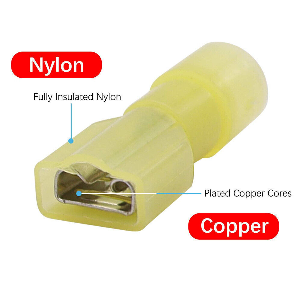 100/300PC Spade Wire Electrical Crimp Terminals Nylon Fully Insulated Connectors