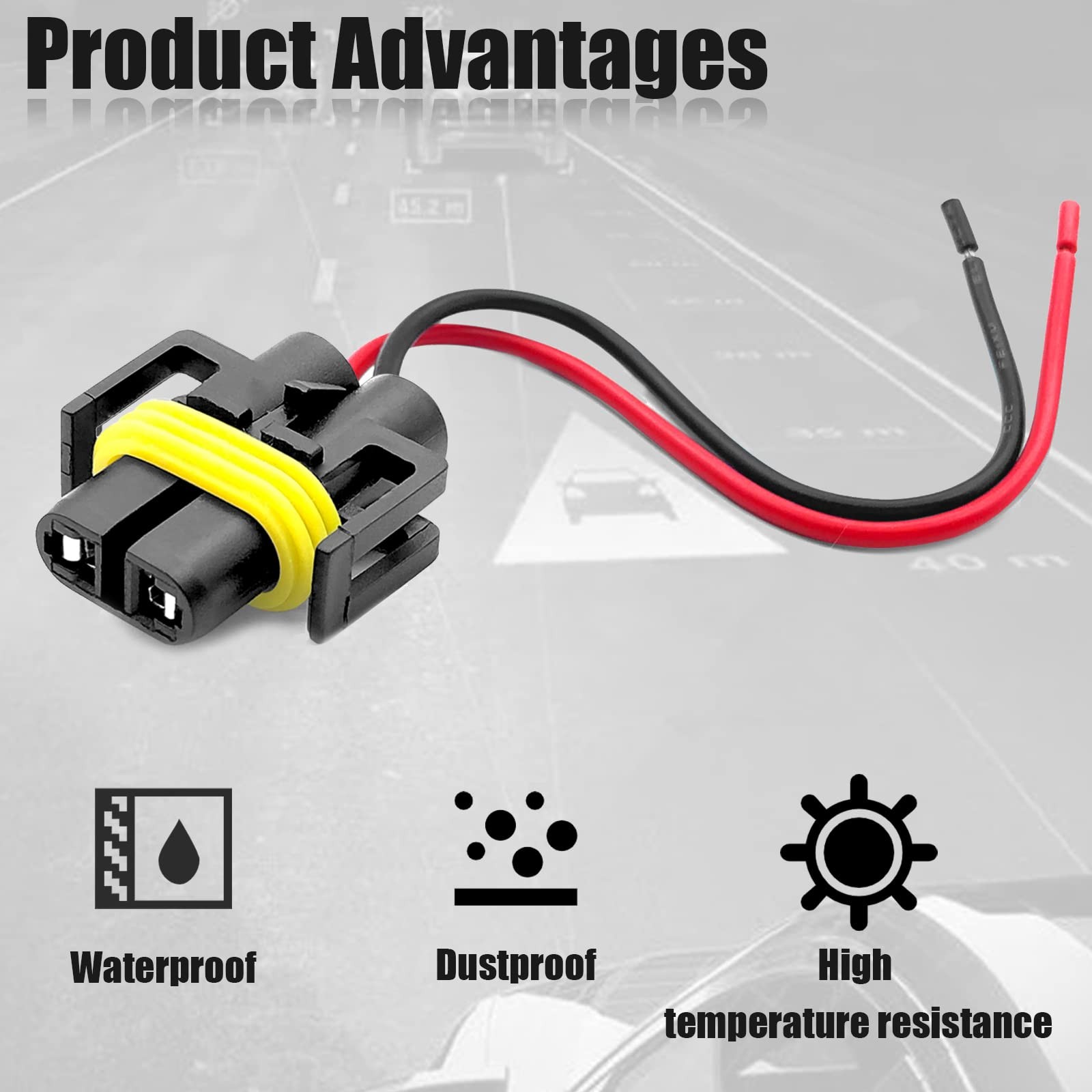 4PCS H11 H9 H8 880 881 Female Adapter Wiring Harness Sockets Wire, 9005 9006