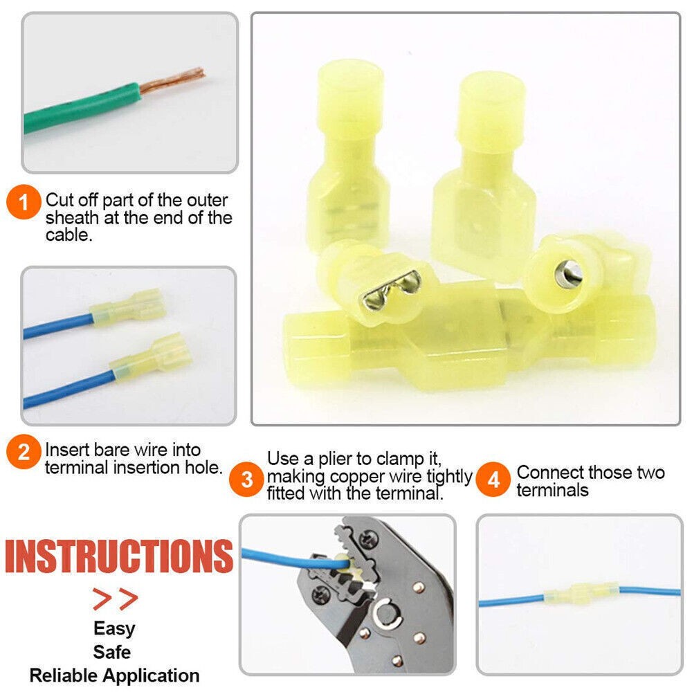 20-300PCS Electrical Wire Crimp Spade Terminals Nylon Fully Insulated Connectors