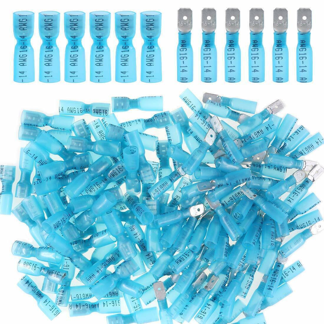 500/100Pcs Heat Shrink Spade Crimp Terminals Wire Connectors Assortment Kit US
