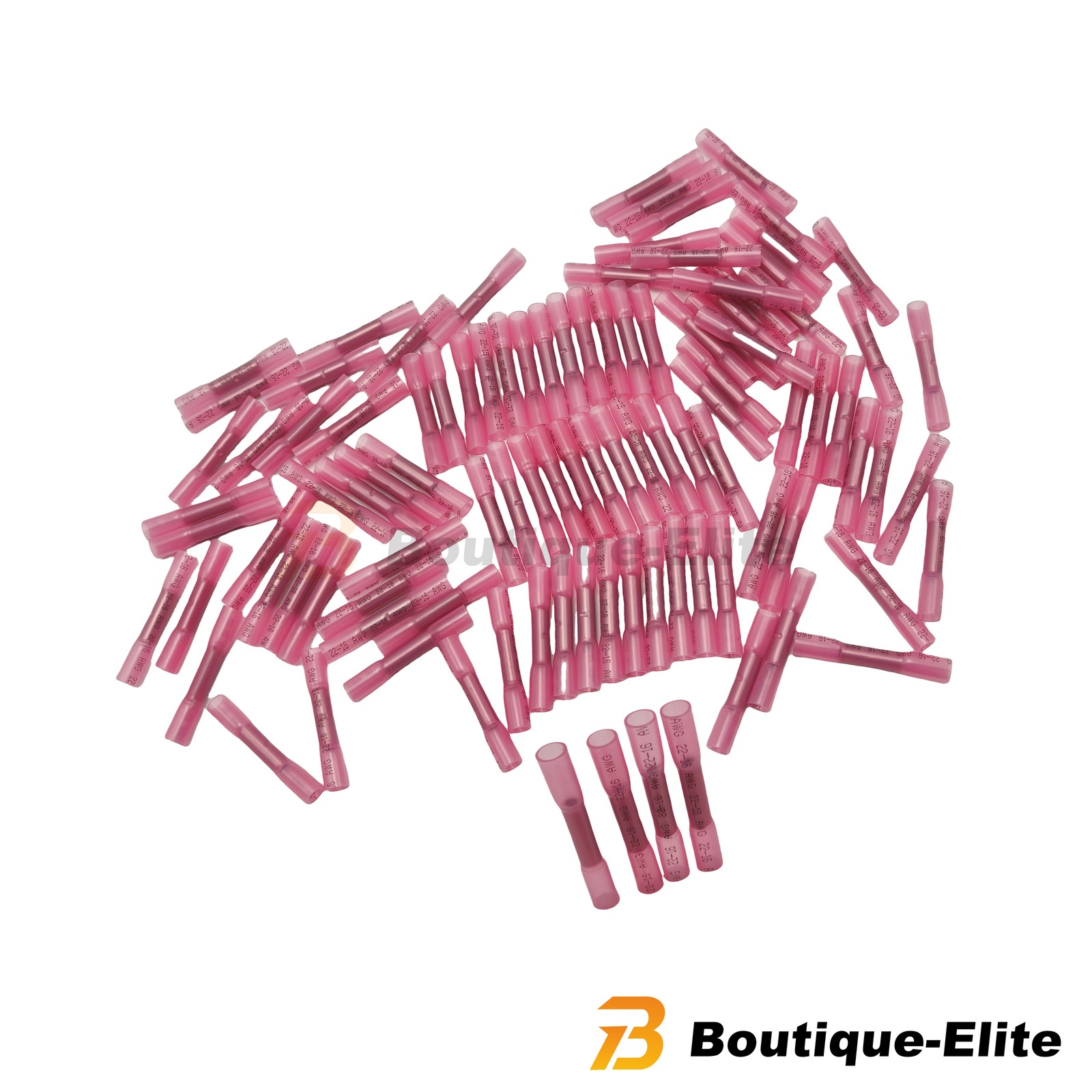 100PCS Heat Shrink Waterproof Wire Connectors For 22-16 AWG Butt Seal Terminals