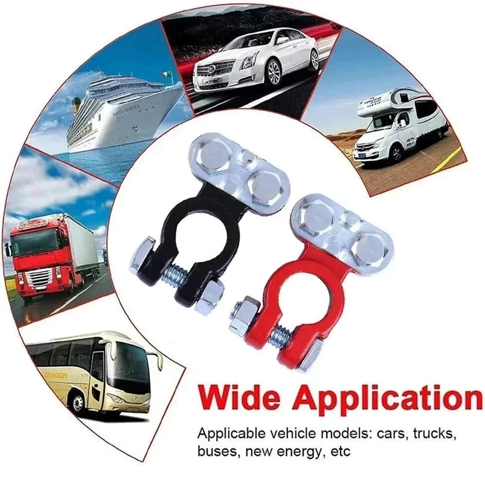 2 Car Battery Terminal Connector Top Post Positive Negative Heavy Duty Universal