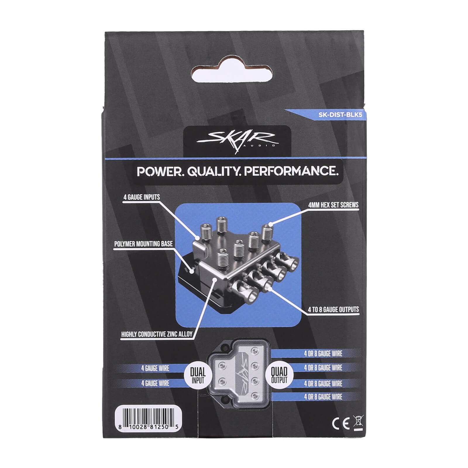 NEW SKAR AUDIO X2 4 GA INPUT TO X4 4/8 GA OUT DISTRIBUTION BLOCK | SK-DIST-BLK5