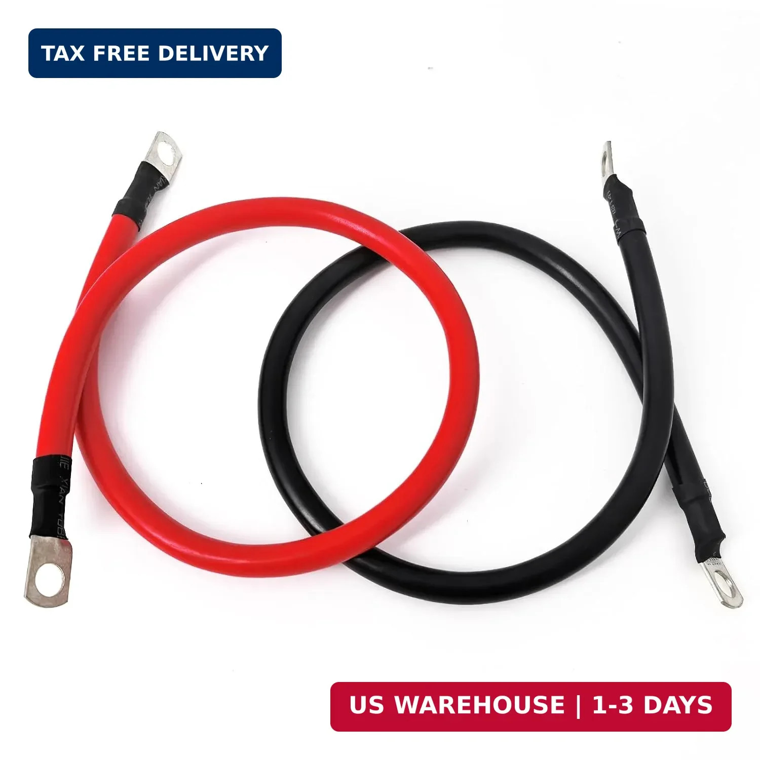 2 AWG Battery Cable 2AWG Gauge Pure Copper Battery Inverter Cables with 3/8 in L