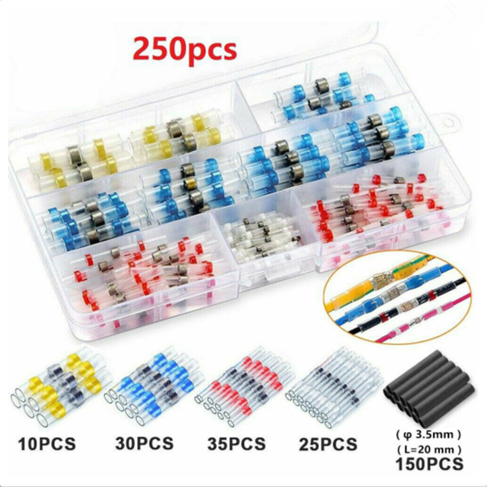 250PCS 26-10AWG Waterproof Insulation Heat Shrink Sleeve Wire Connectors
