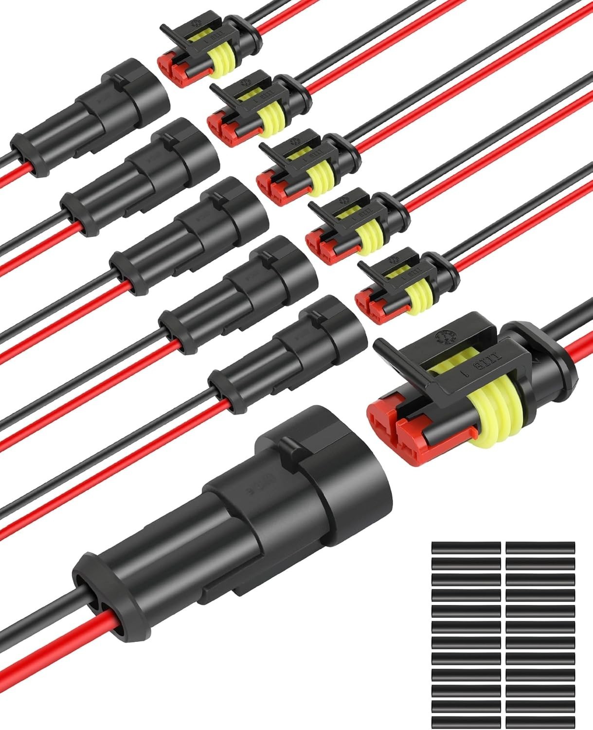 Waterproof, 16 AWG 2 Wire s, Automotive Electrical Male and Female Plug with …