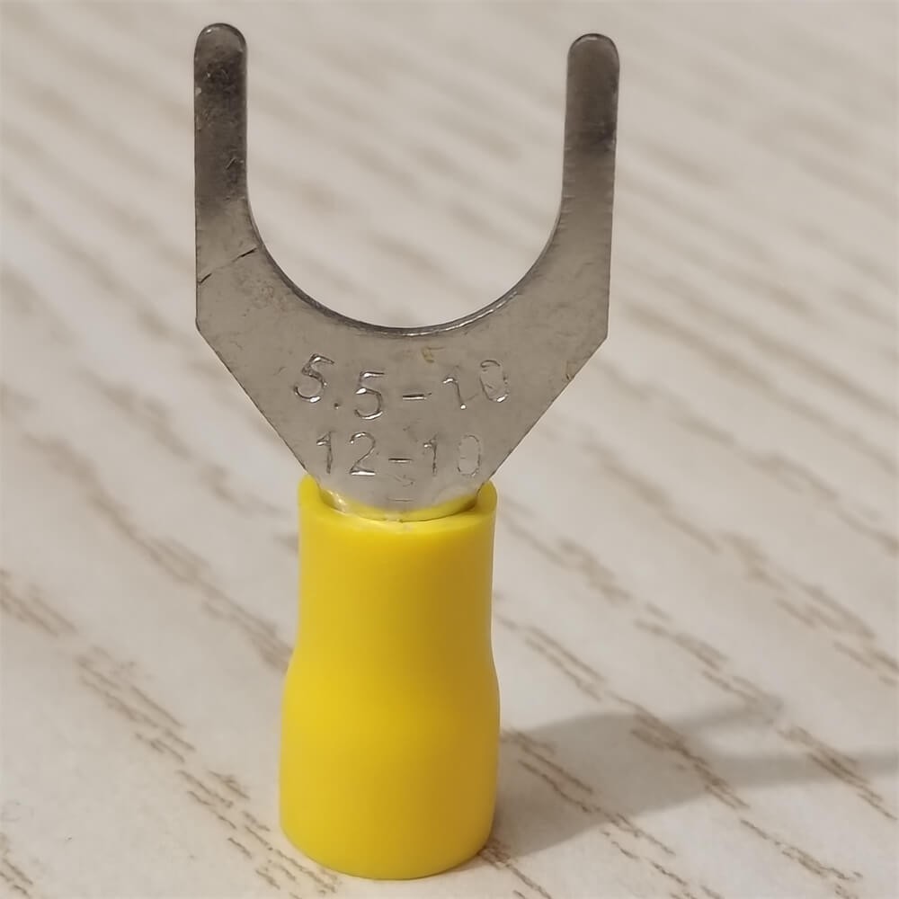 30PCS VINYL SPADE TERMINALS 3/8″ STUD FORK CRIMP 12-10AWG GAUGE WIRE CONNECTORS