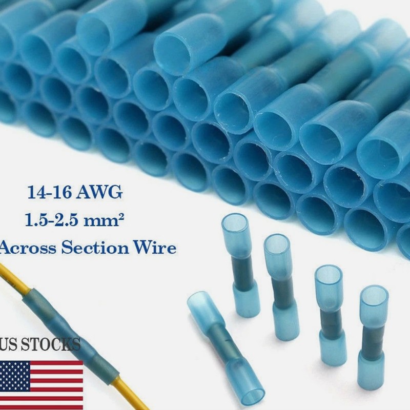 200pcs Waterproof Heat Shrink Wire Crimp Connectors Butt Terminals Automotive