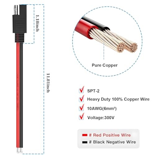 2PCS 10AWG SAE Extension Cable Quick Disconnect Wire Harness Connector Plug