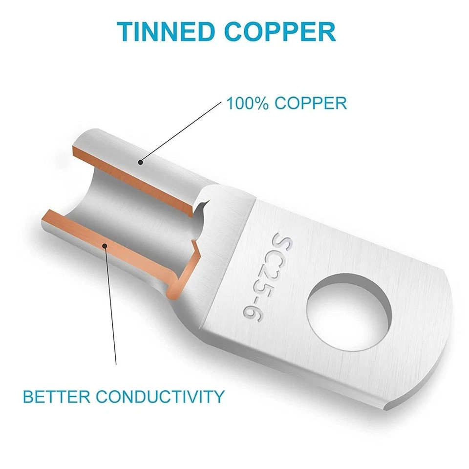 280PCS Copper Lugs Ring Terminals Bare Battery Welding Crimp Wire Connectors Kit