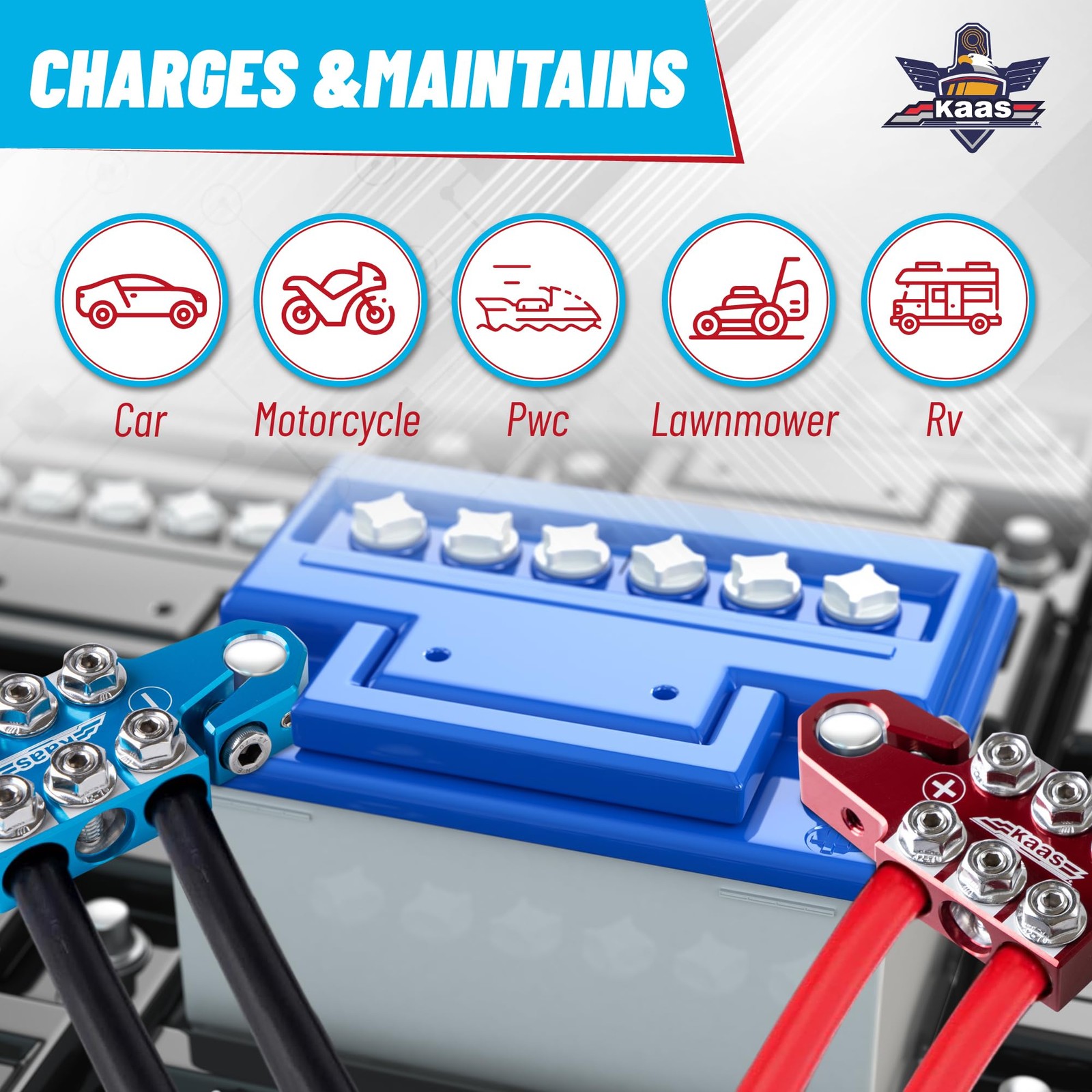 Kaas Battery Terminal Connectors, Colored Anode Top Post Terminal,…