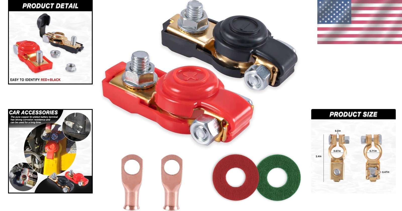 Car Battery Terminal Connector Kit Compatible with Cars Vans Trucks RVs 18mm …
