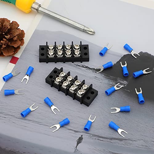 Terminal Block,2 Pack 20-30A 200v-450v Dual Row Screw 20 Amps 4 Circuits