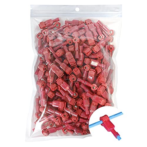 280 PCS T Tap Wire Connectors – Red 22-18AWG Waterproof Self-Stripping Red 280
