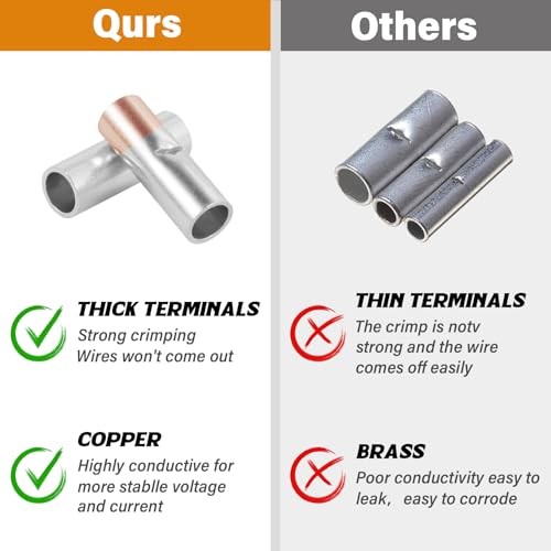 7 Values Non Insulated Butt Connectors Crimp with Heat Shrink Tube Uninsulated