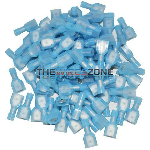 The Install Bay BNMD250F Blue .250 16/14 Gauge Male Quick Disconnect (100/pack)