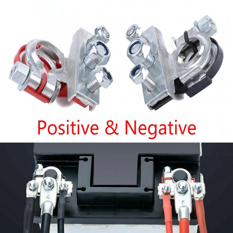 2X Car Boat Marine Battery Terminal Clamps Top Post Positive Negative Connectors