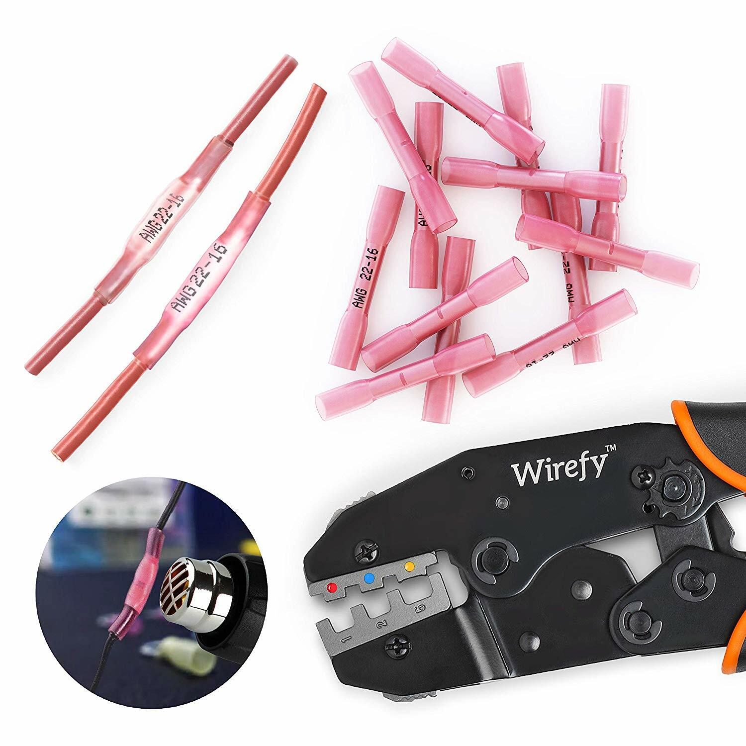 2000x 22-14AWG Heat Shrink Butt Wire Splice Connectors Crimp Terminal Waterproof