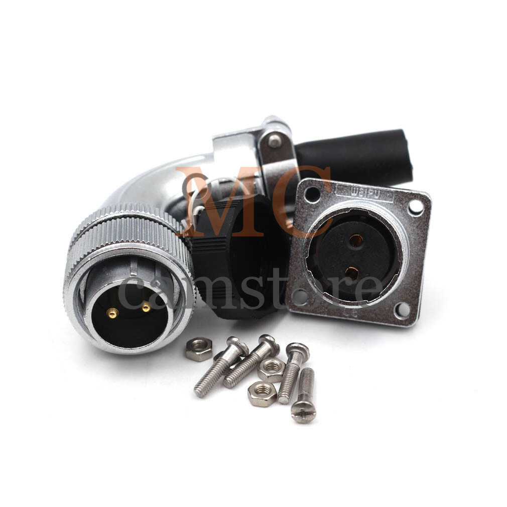 WEIPU WS20 25A 2Pin Angle Plug Panel Socket Aviation Connectors