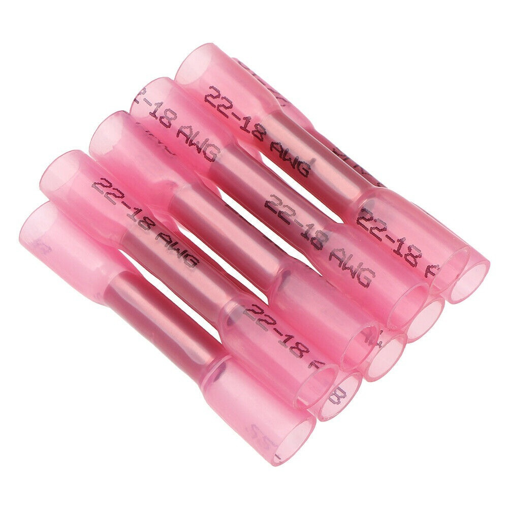 400/200pcs 22-14 AWG Heat Shrink Butt Wire Splice Connectors Crimp Terminals