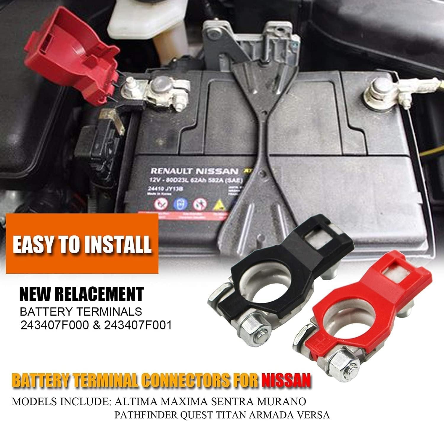 Battery Terminals for Nissan Positive and Negative 1 pair Top Post Batteries …