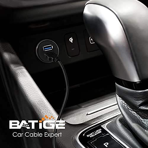 BATIGE 2 Ports Dual USB 3.0 Male to Female AUX Flush Car 1pcs 3ft, Black