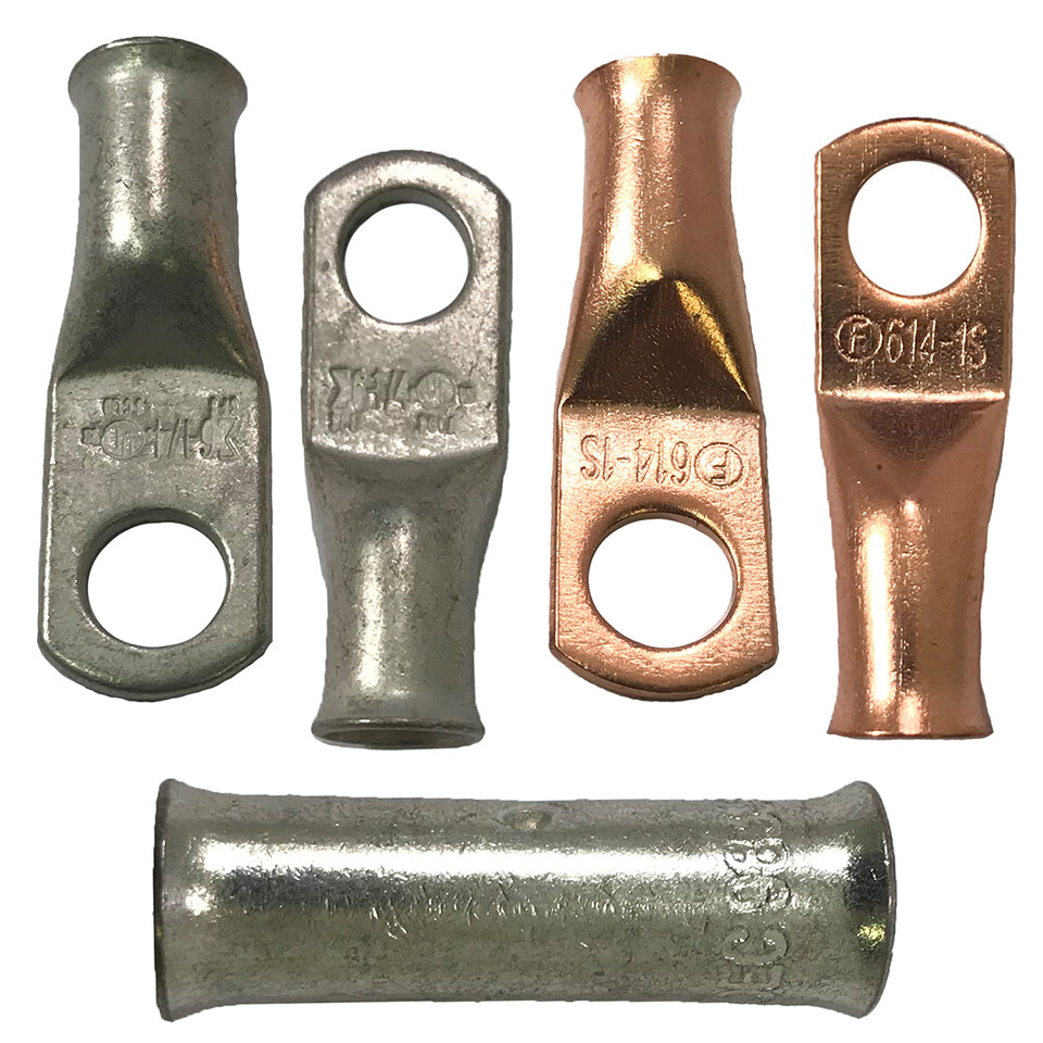 Tinned & Copper Lug Ring Terminal Butt Connector Lot – 8 to 4/0 Gauge – USA Made