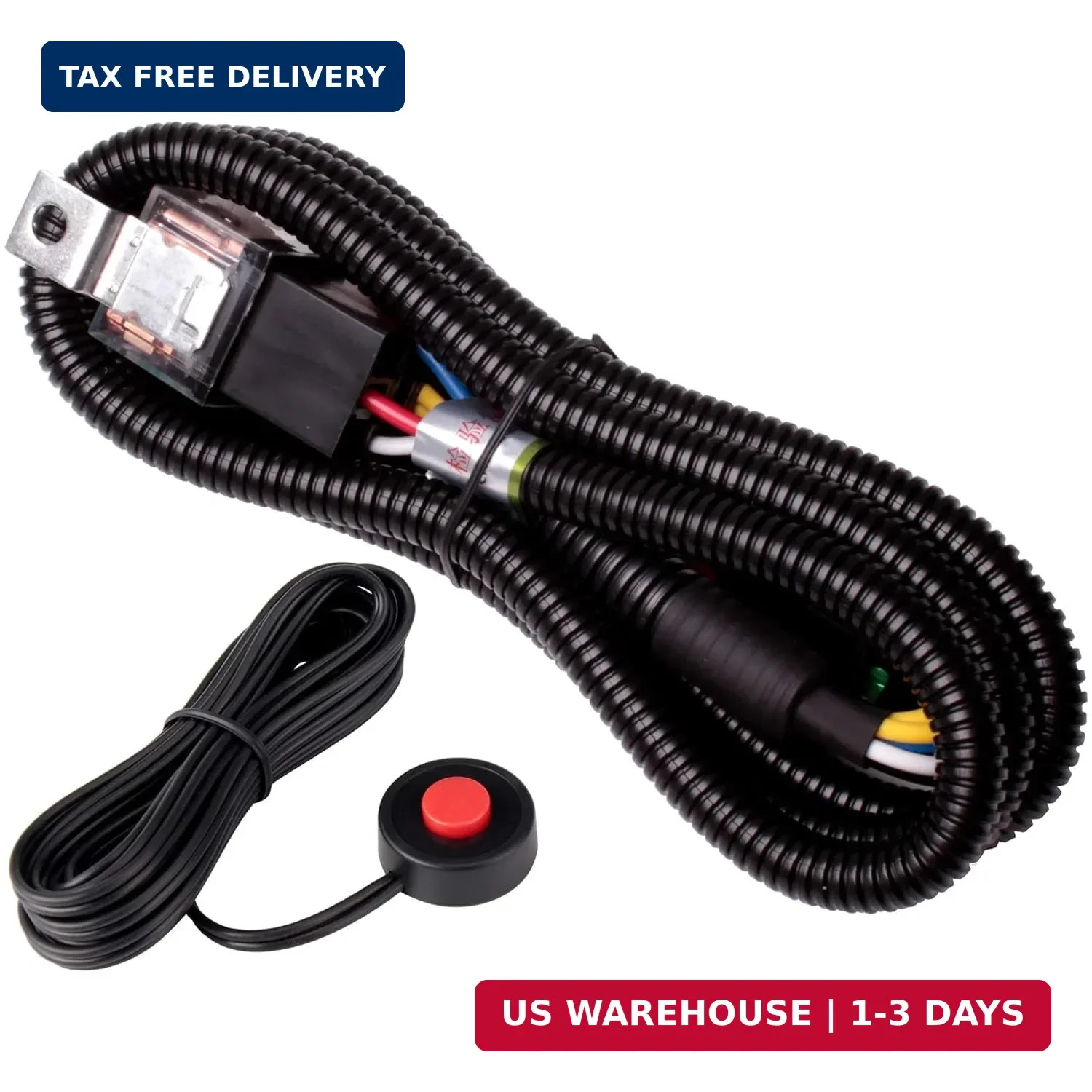 FARBIN 12v Car Horn Relay Wiring Harness Kit and Horn Push Button with 3 Meters