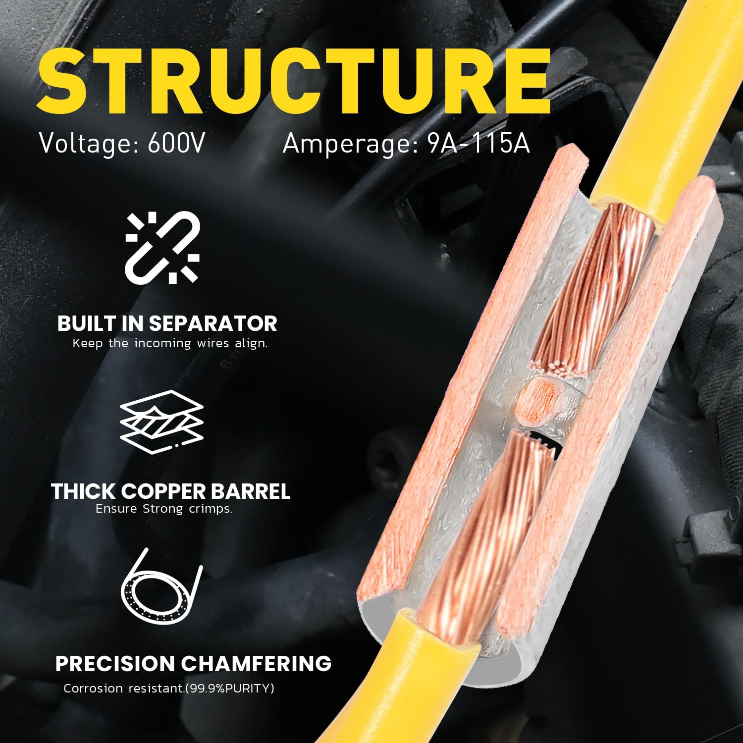 haisstronica Non Insulated Wire Connectors Kit 560 PCS AWG 2210 Tinned Coppe…