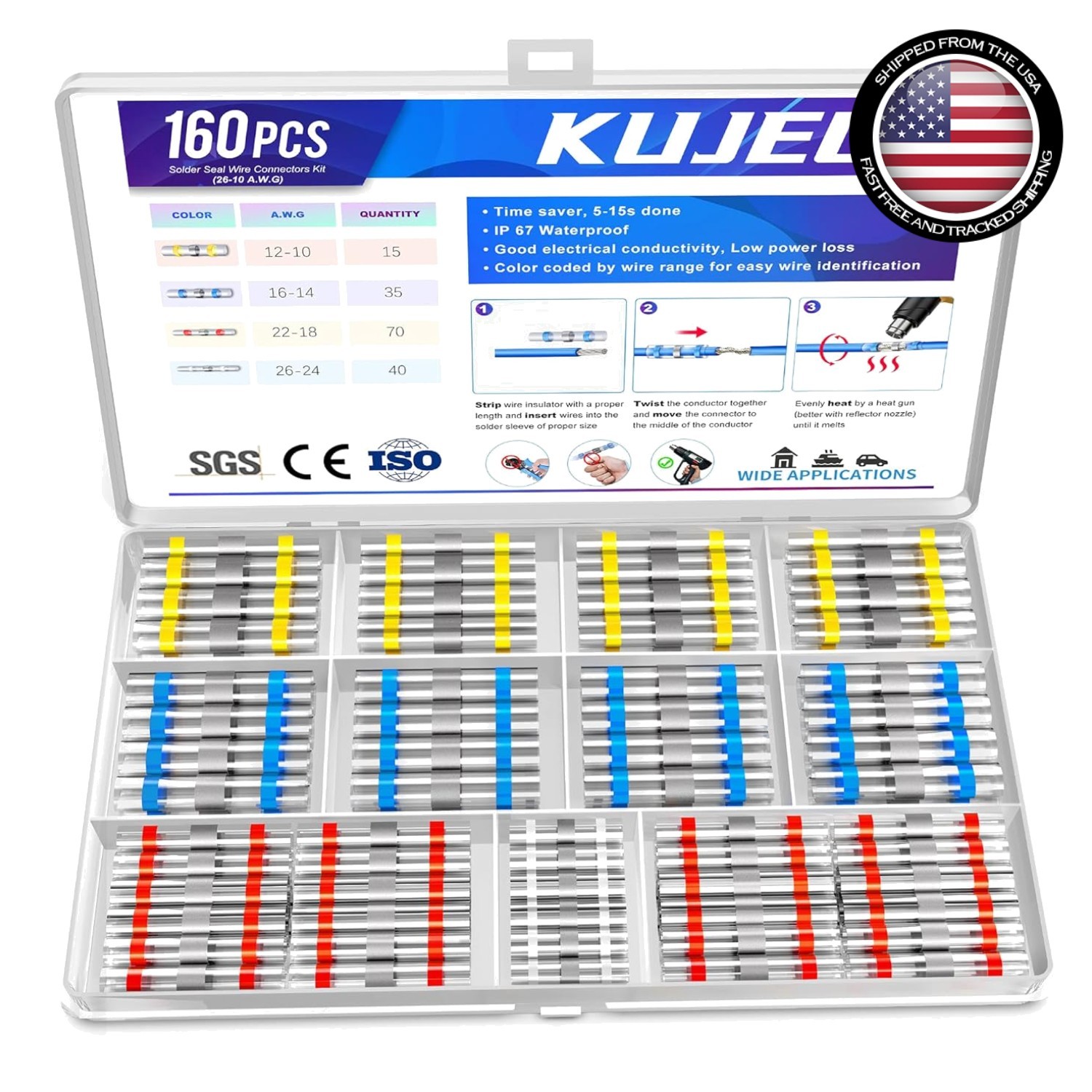 160PCS Waterproof Solderless Wire Connectors – IATF16949:2016 Certified
