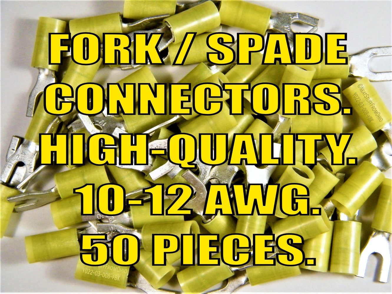 FORK-SPADE CONNECTOR, YELLOW, 12-10AWG, HELLERMAN-TYTON, HIGHEST-QUALITY