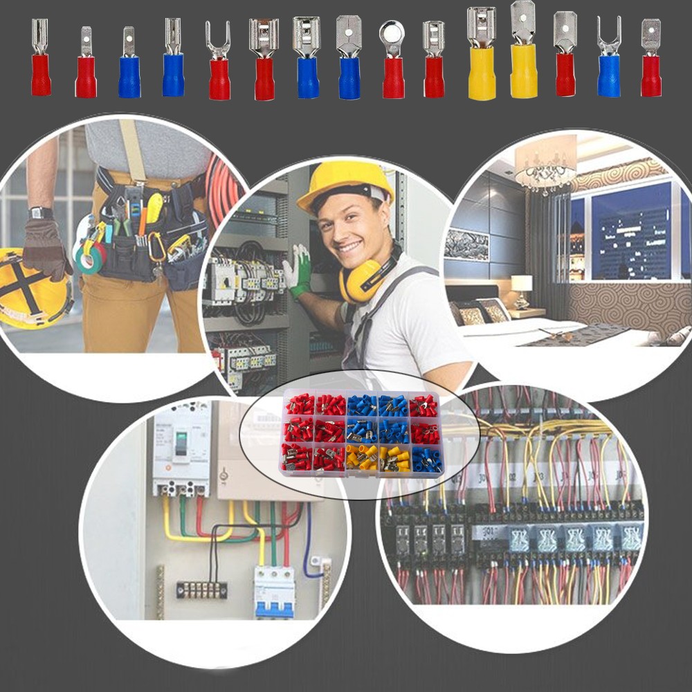280pcs Assorted Insulated Spade Terminals Crimp Electrical Wire Connectors Kit