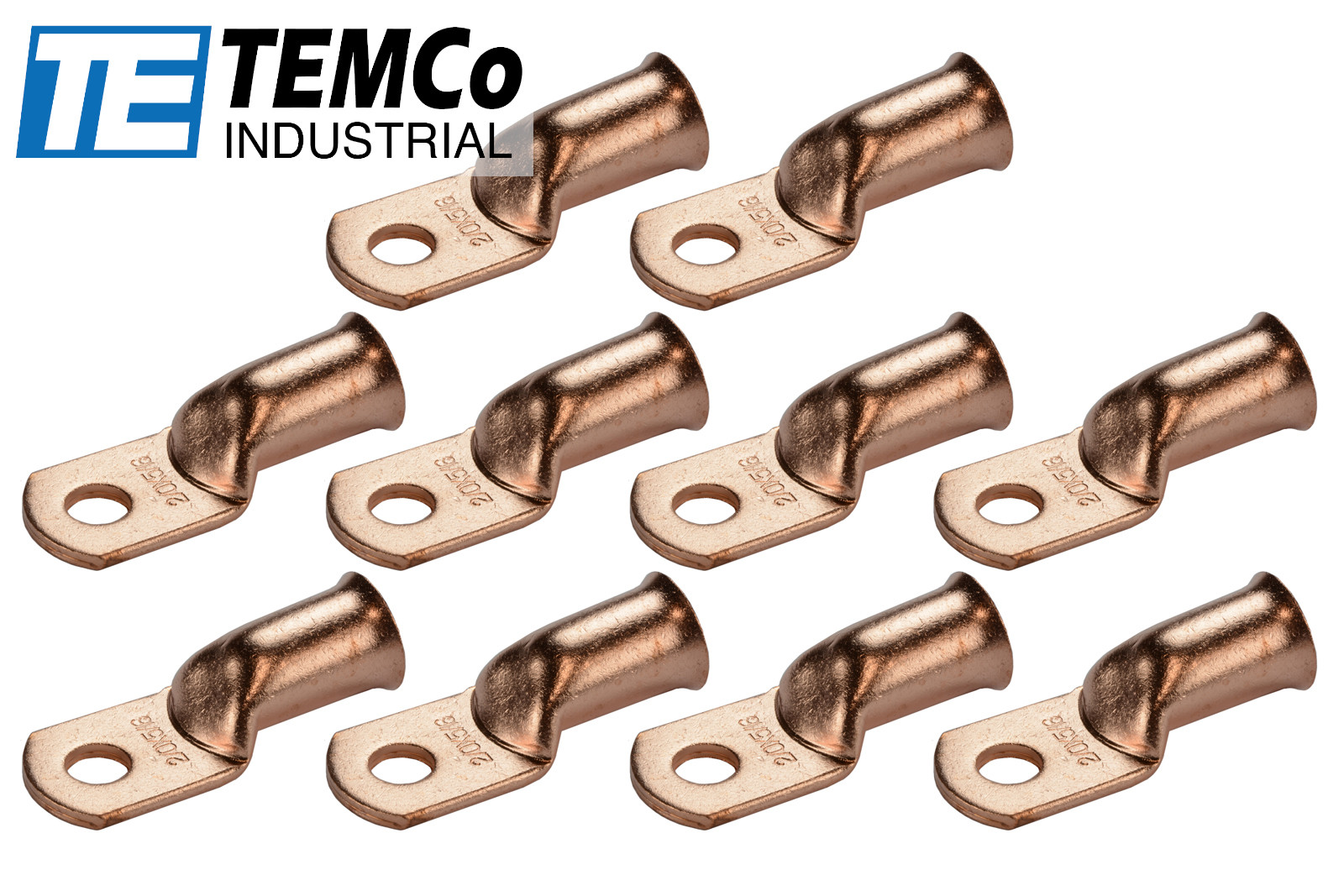 10 Lot 2/0 5/16″ Hole Ring Terminal Lug Bare Copper Uninsulated AWG Gauge