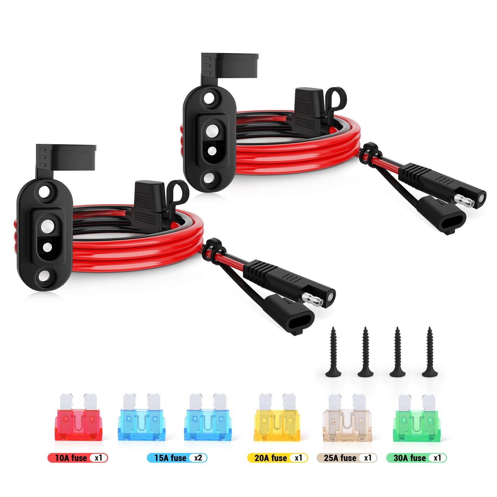 2pcs 1.5ft 12AWG Power SAE Socket Port to SAE Cord Connector Extension Cable