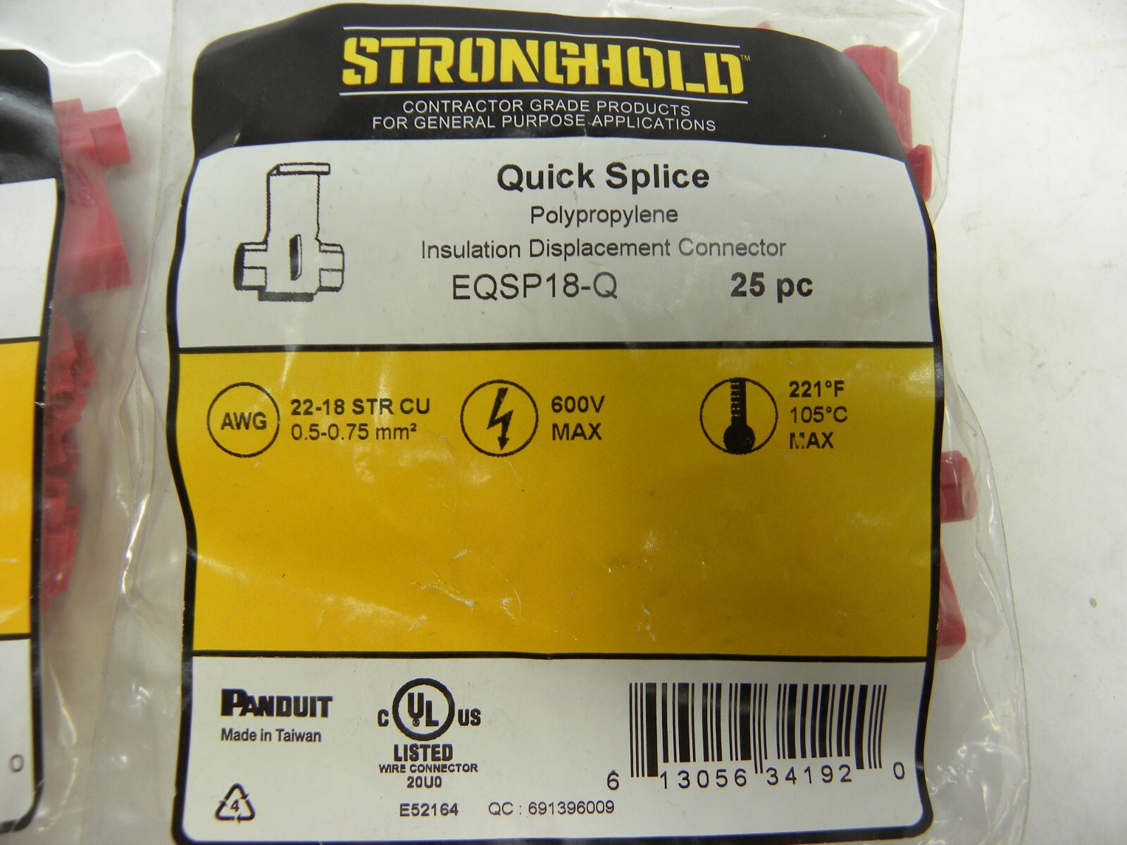 50 Pcs – Panduit Stonghold Red Quick Splice Tap Wire Connectors 18-22 AWG Gauge