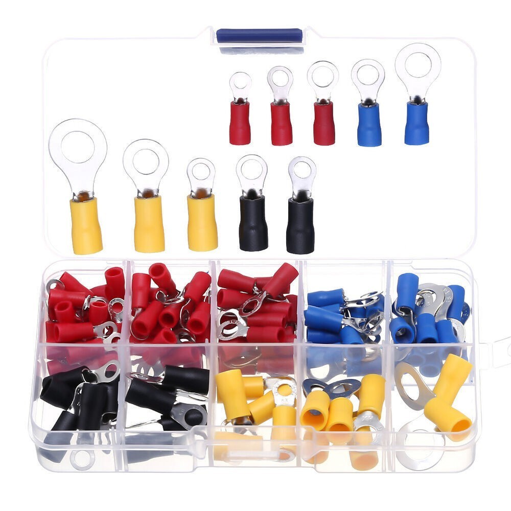 Insulated Electrical Wire Splice Terminal Spade/Crimp/O Ring Connector Kit USA