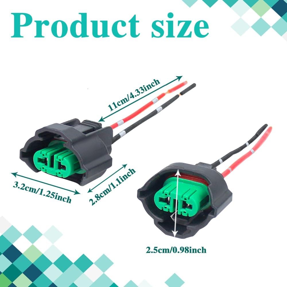 H8 H11 880 881 Fog Light Female Wiring Harness Connector Adapters – 2 Pack