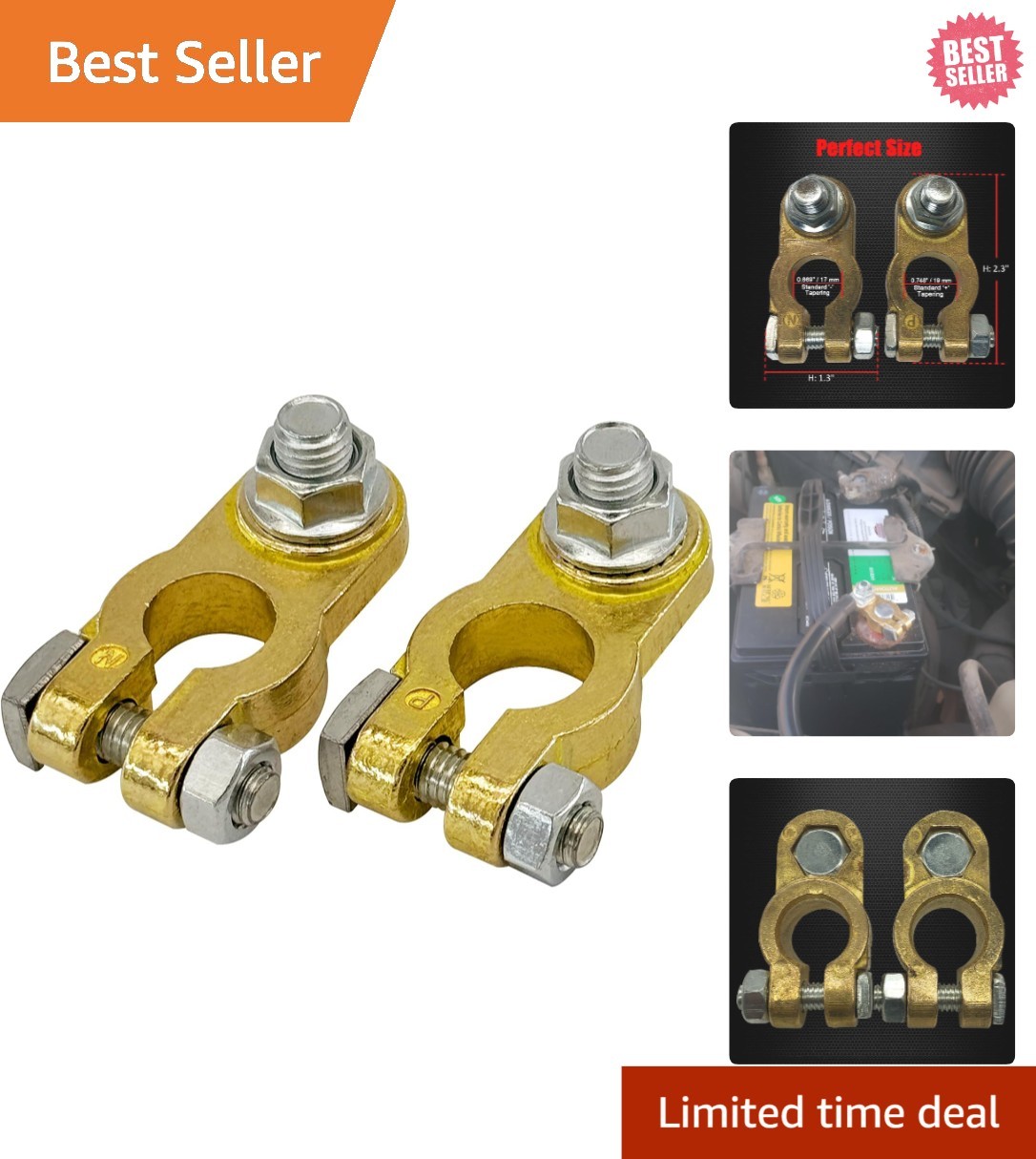 Durable Brass Battery Terminal Connectors – Easy Installation for RV & Marine