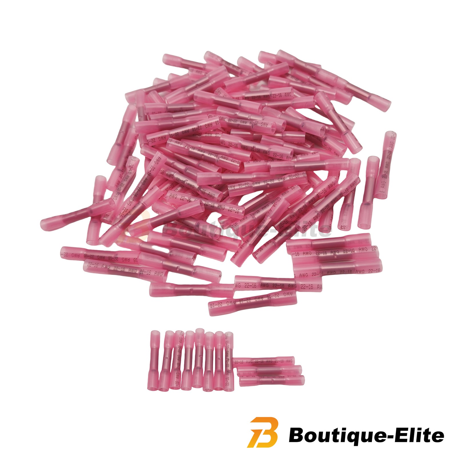 100PCS Heat Shrink Waterproof Wire Connectors For 22-16 AWG Butt Seal Terminals