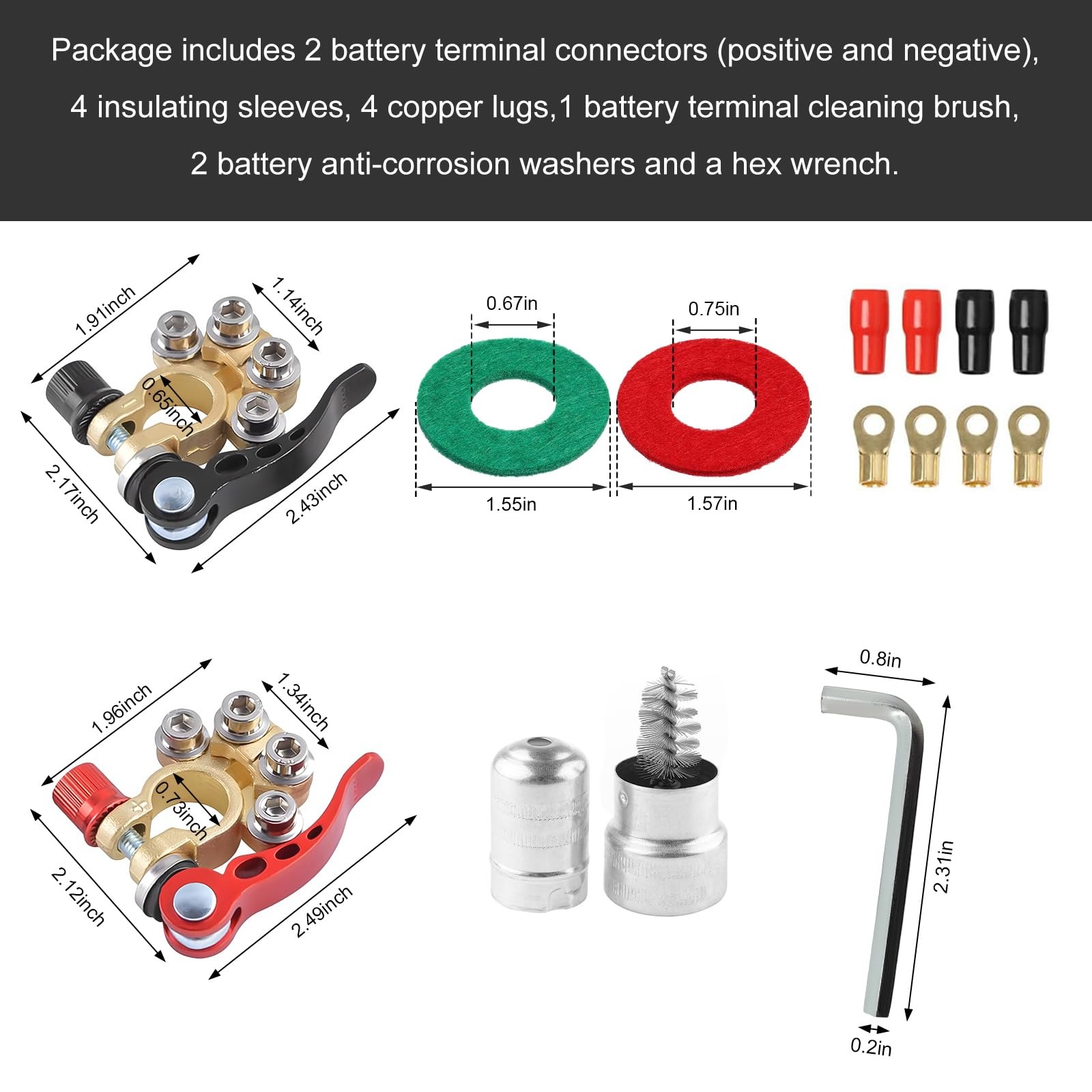 YTFRL 2 PCS Car Battery Terminal Connectors, 4-Way Quick Release Disconnect…