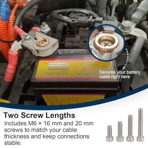 580 Short Brass Battery Terminal Post Adaptor Kit, M6 Thread, SAE Automotive