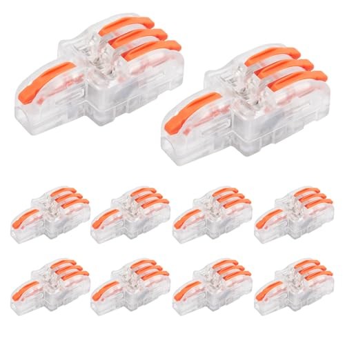 Pcs 1-in-3 Out Wire Connectors | Nylon Push-In Design, for 1 in 3 out 10 Clear