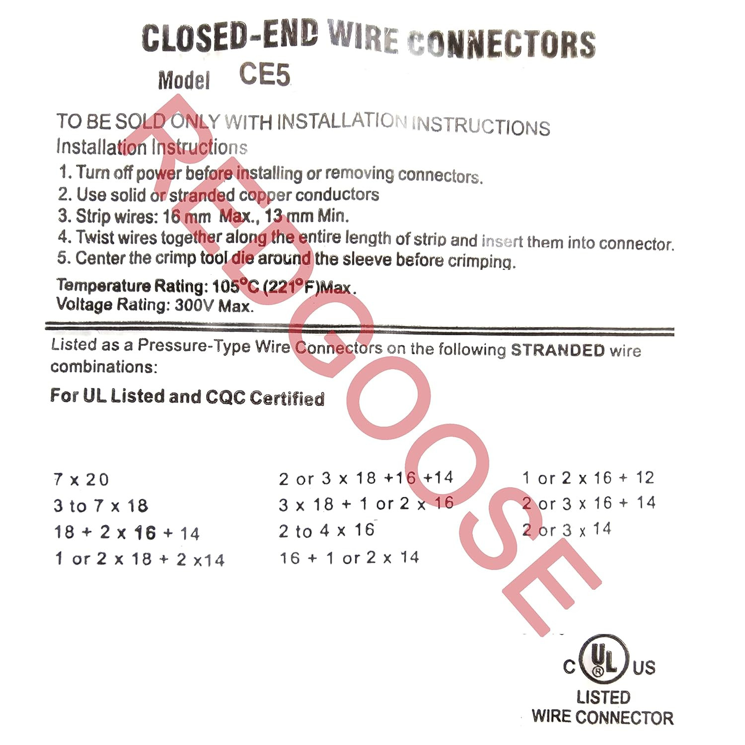 300PCS Closed End Crimp Connector 26-12 AWG Nylon Wire Connectors Crimp Cap Wire