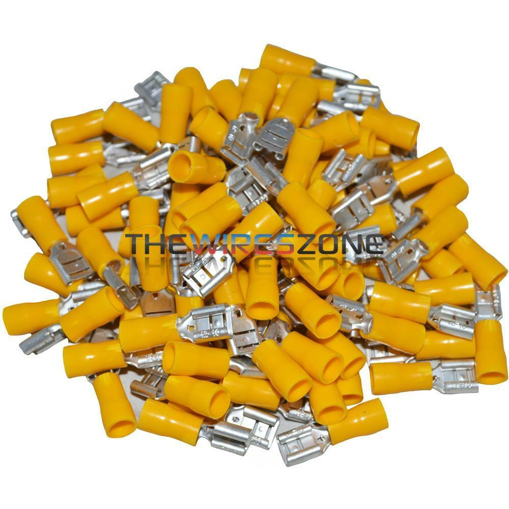 Install Bay YVFD250 Yellow Vinyl 12-10 Gauge .250 Female Quick Disconnect 100/pk