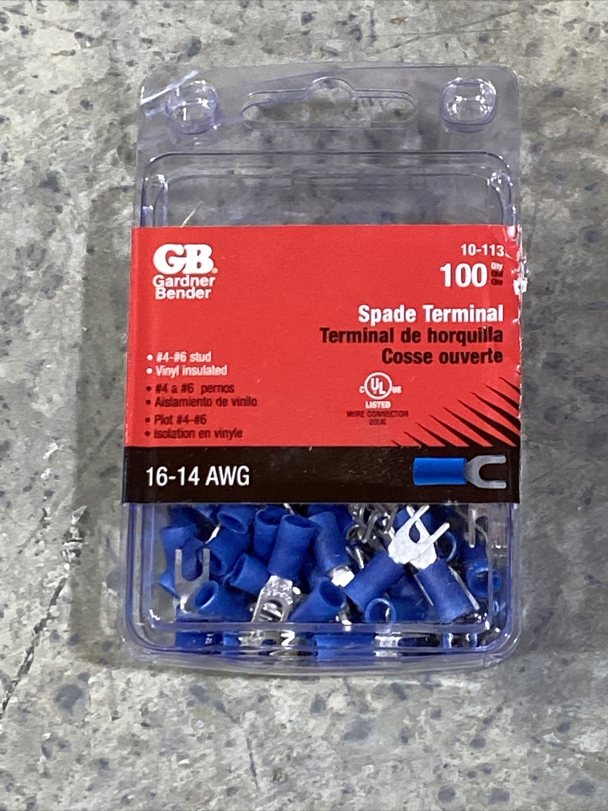 Gardner Bender (GB) Vinyl-Insulated Spade Terminals 16-14 AWG (100-Pack) New