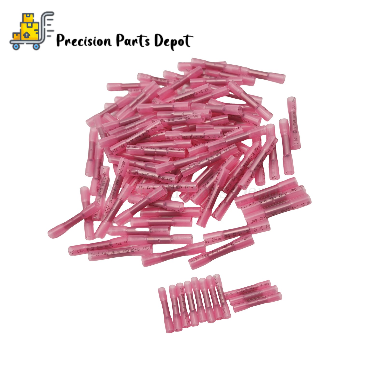 22-16AWG Red Heat Shrink Wire Butt Connectors Waterproof Splice Terminals 100PCS