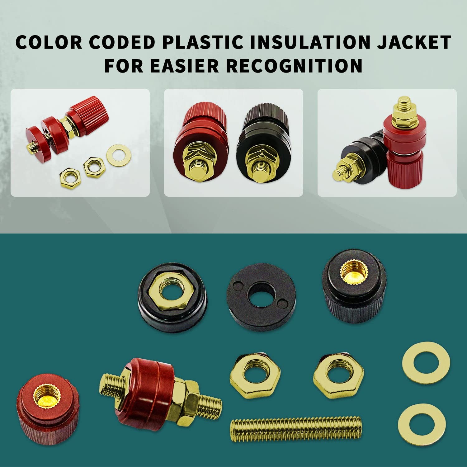 8 PCS 8mm 5/16 Inch Remote Battery Terminals Power Junction Post Connector Kit